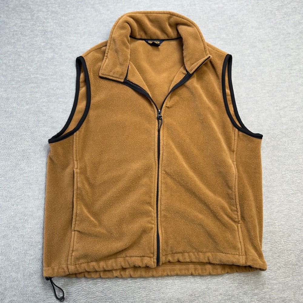 Woolrich Vest Mens Large‎ Carmel Brown Fleece Full Zip Lightweight Outdoors Gorp